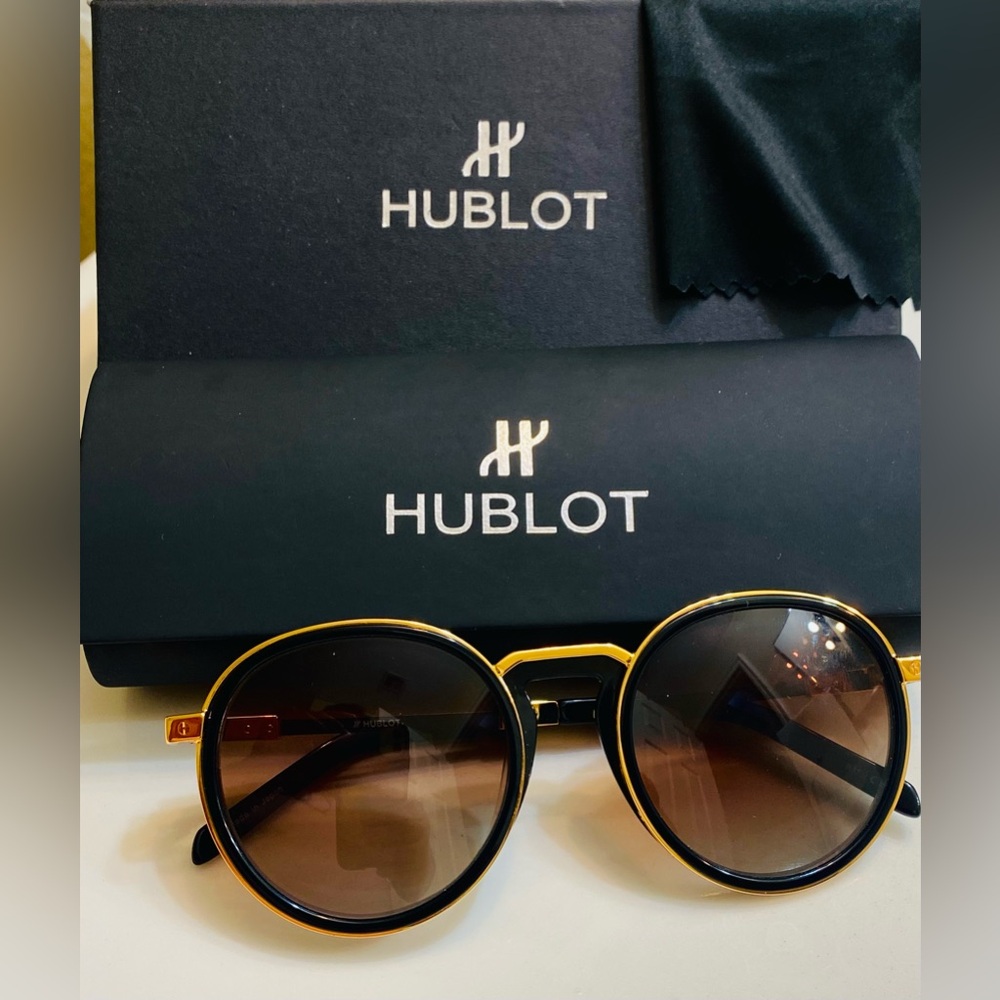 Hublot Black and Gold Round Sunglasses /Eyeglasses Frame ONLY